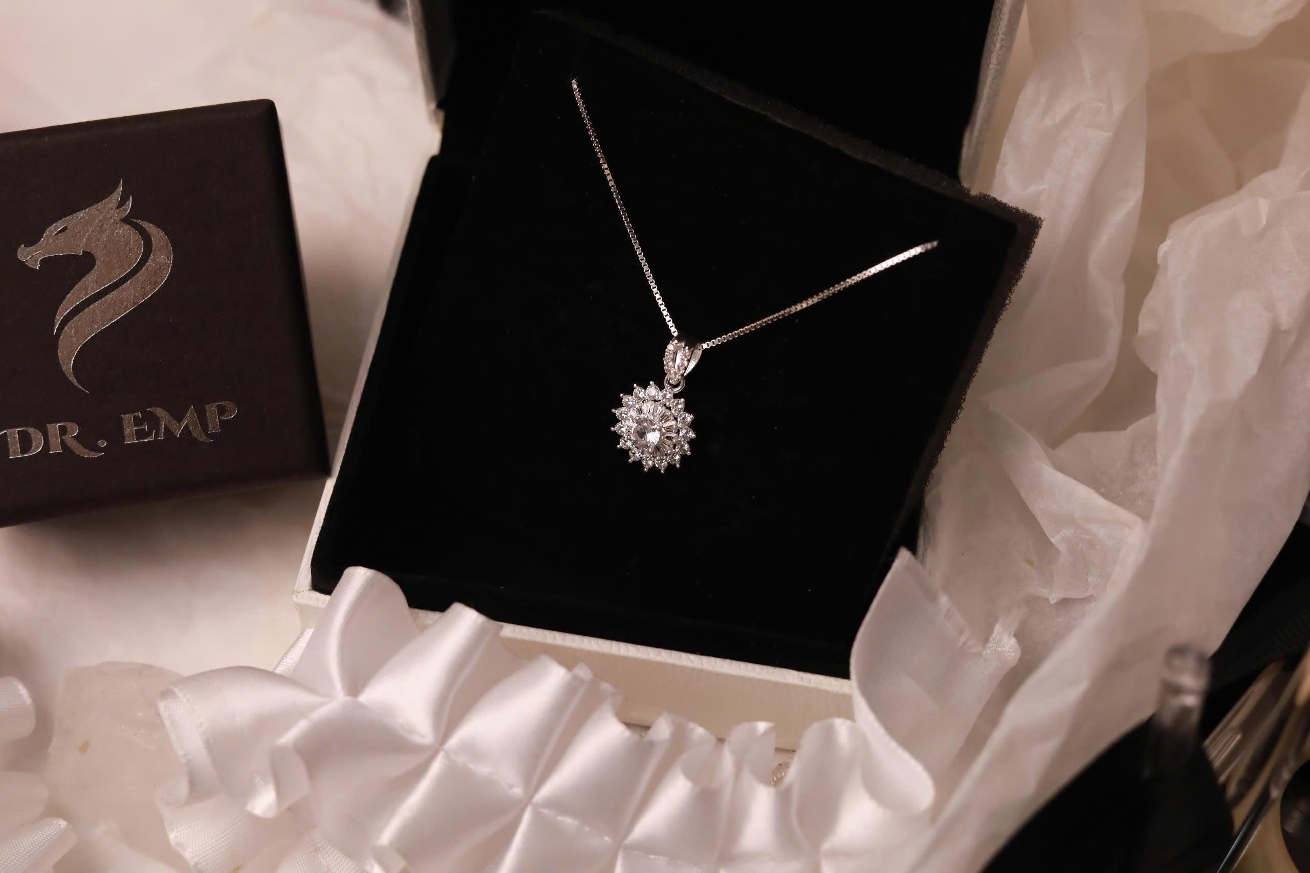 Vòng cổ bạc hoa tròn dây xù mì xi bạch kim_thumbnail_2