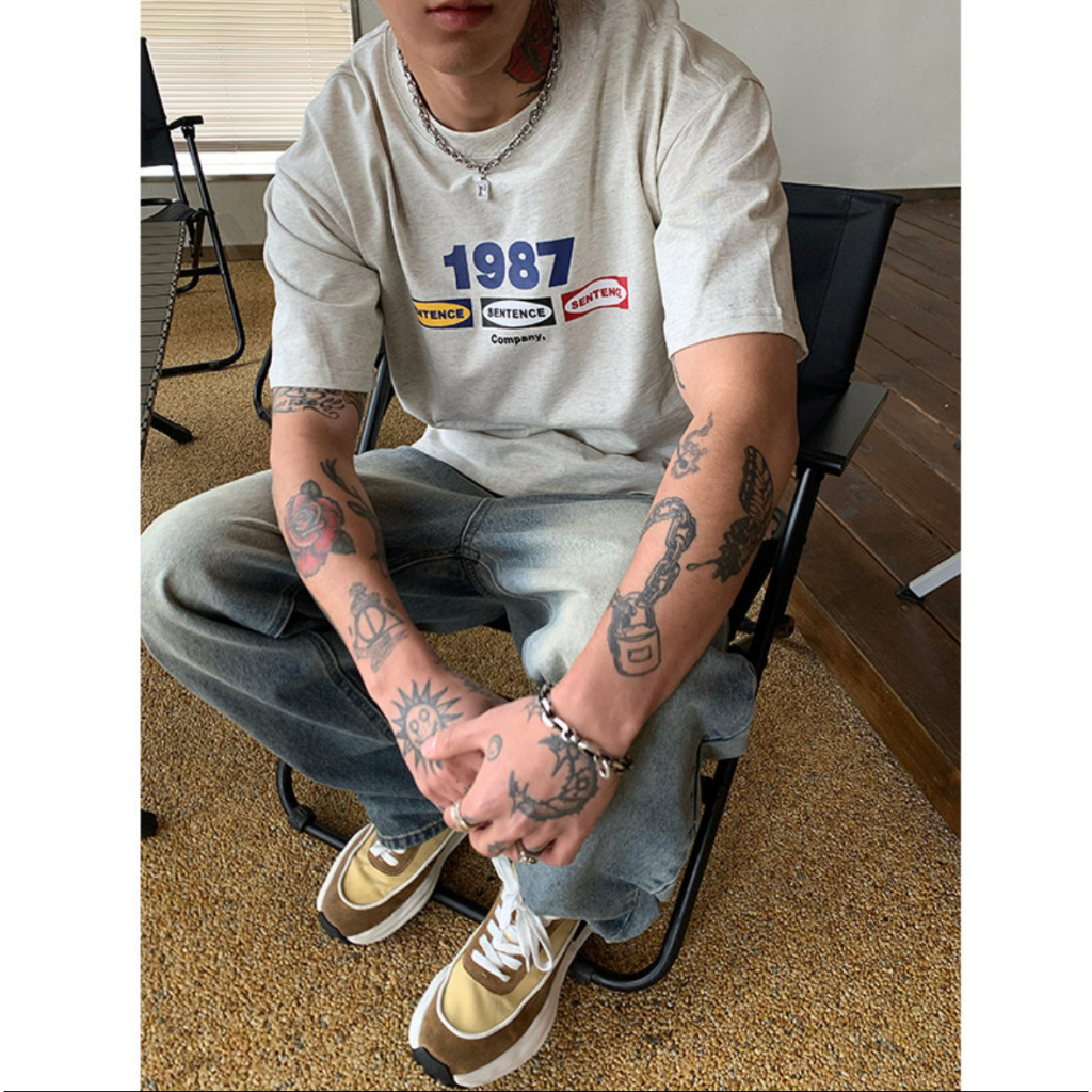 Áo thun nam form rộng ATD94 tay ngắn kiểu hàn quốc unisex vải cotton Miucho Man in Typography_thumbnail_3