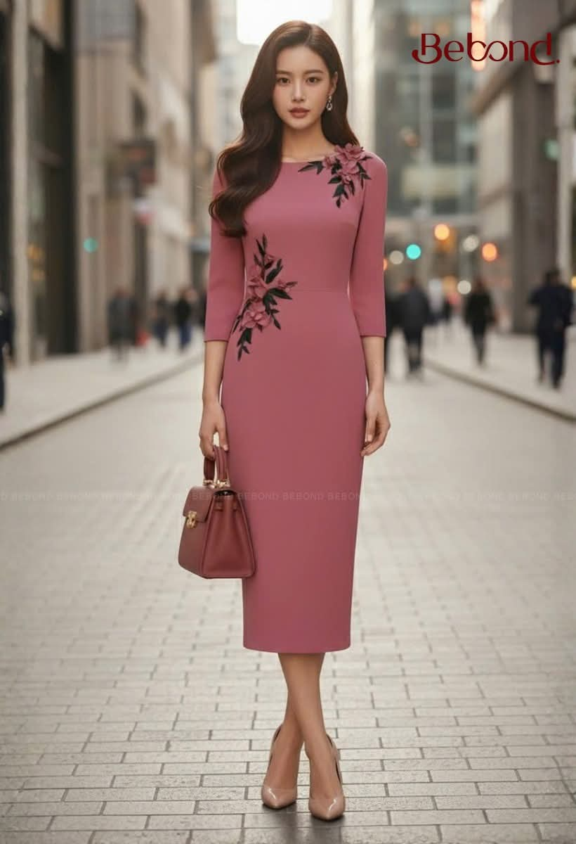 Đầm liền dài AZARIA màu HỒNG