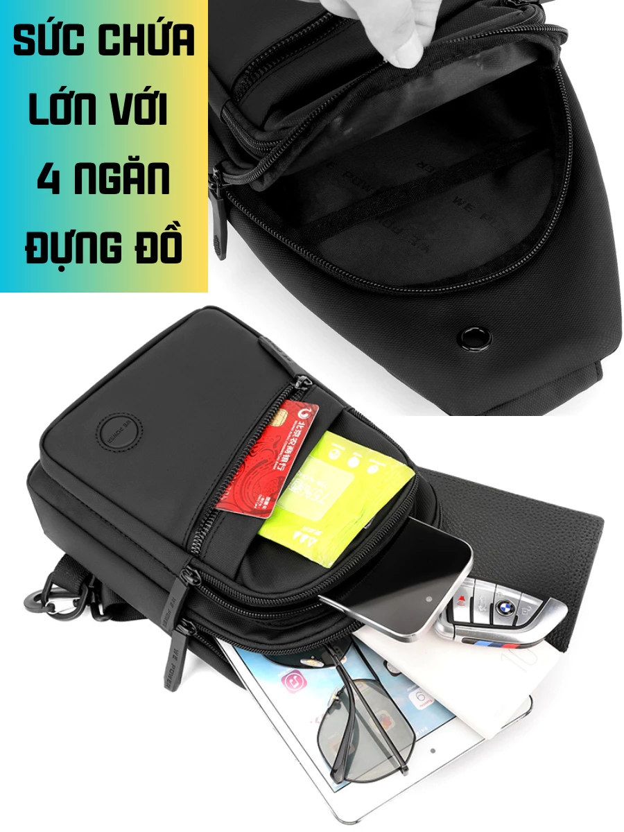 Túi đeo chéo nam vải chống nước, túi bao tử nam nhỏ gọn cao cấp_thumbnail_4