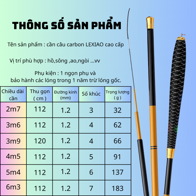Cần Câu Đài LEXIAO Độ Cứng 3H