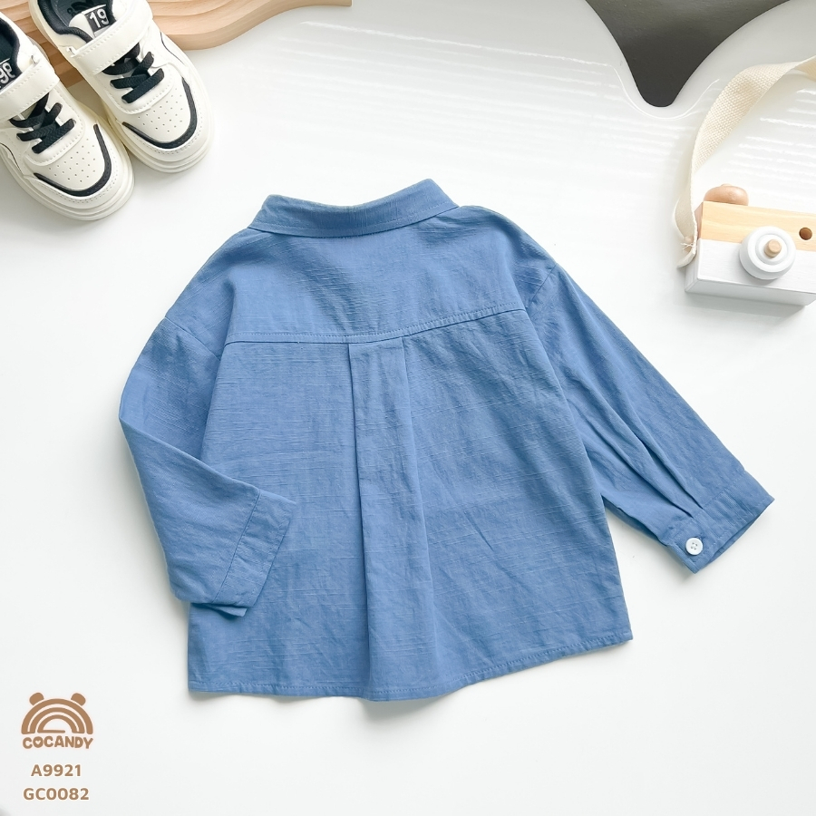 Áo dài XANH sơ mi phối túi ngực be_thumbnail_3