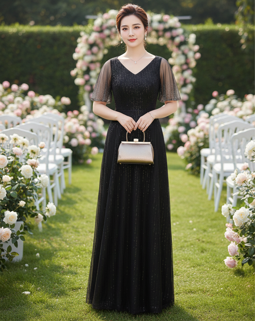 Đầm dự tiệc dạ hội sequin kim sa phối lưới đá_thumbnail_2