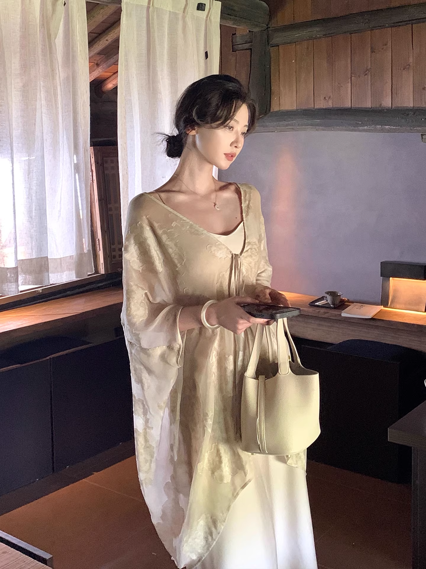 Áo Choàng Kimono Hoa Nhẹ + đầm 2_thumbnail_2