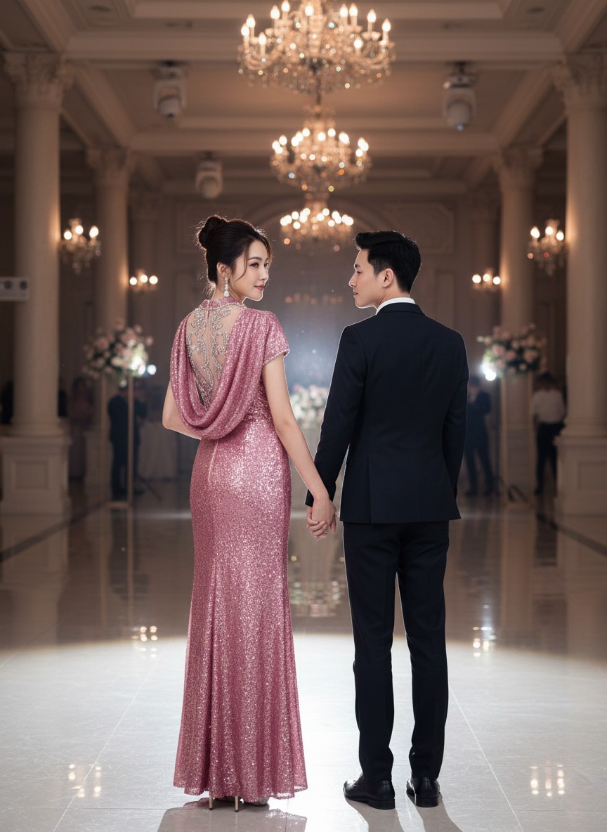 Đầm dự tiệc dạ hội kim sa phối ren lưng sang trọng_thumbnail_6