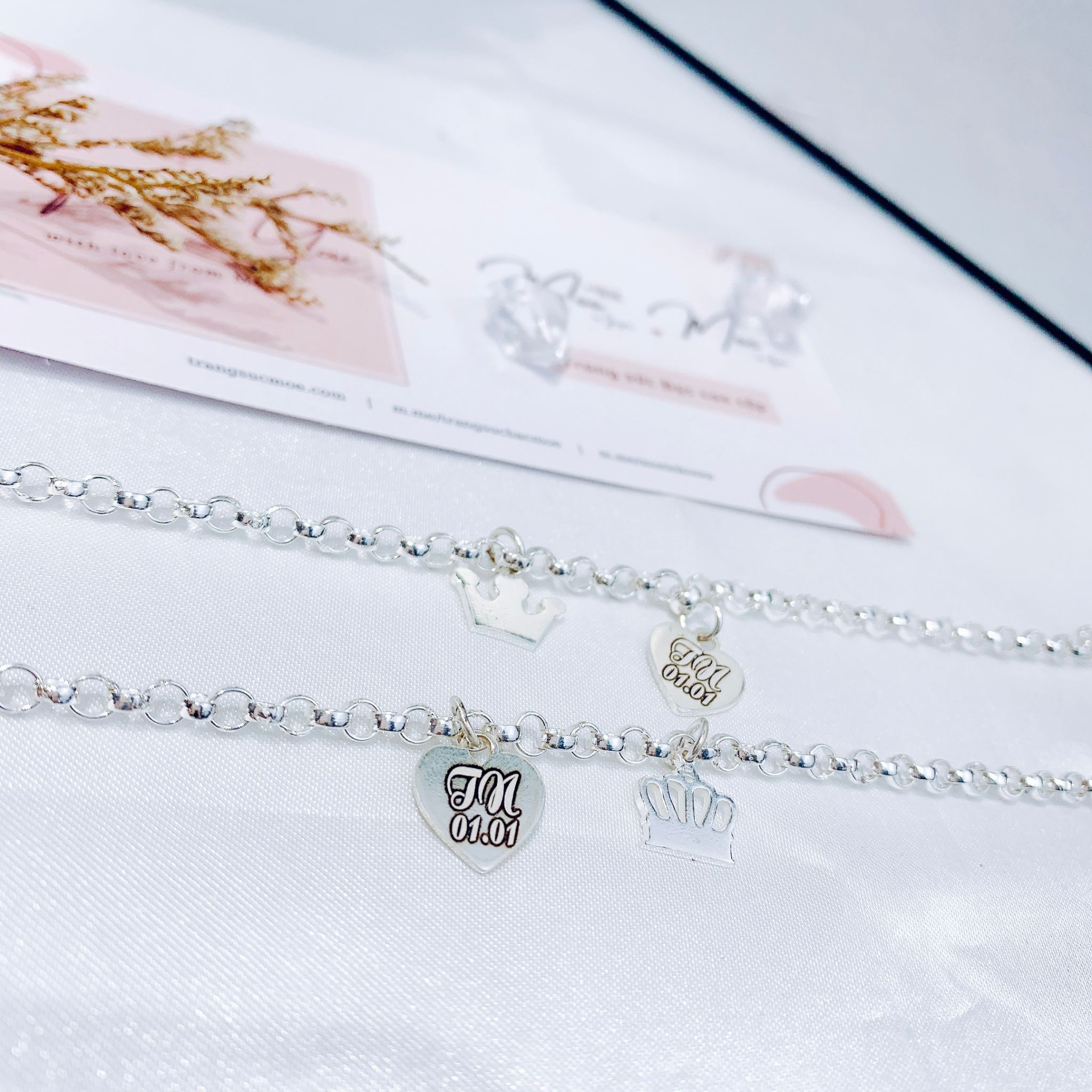 ĐT7 - Lắc tay đôi họng tròn khắc tên theo yêu cầu