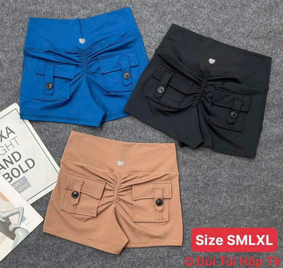Quần Đùi Thể Thao Túi Hộp, Dáng Ôm Body, Có Chun Mông Hack Dáng
