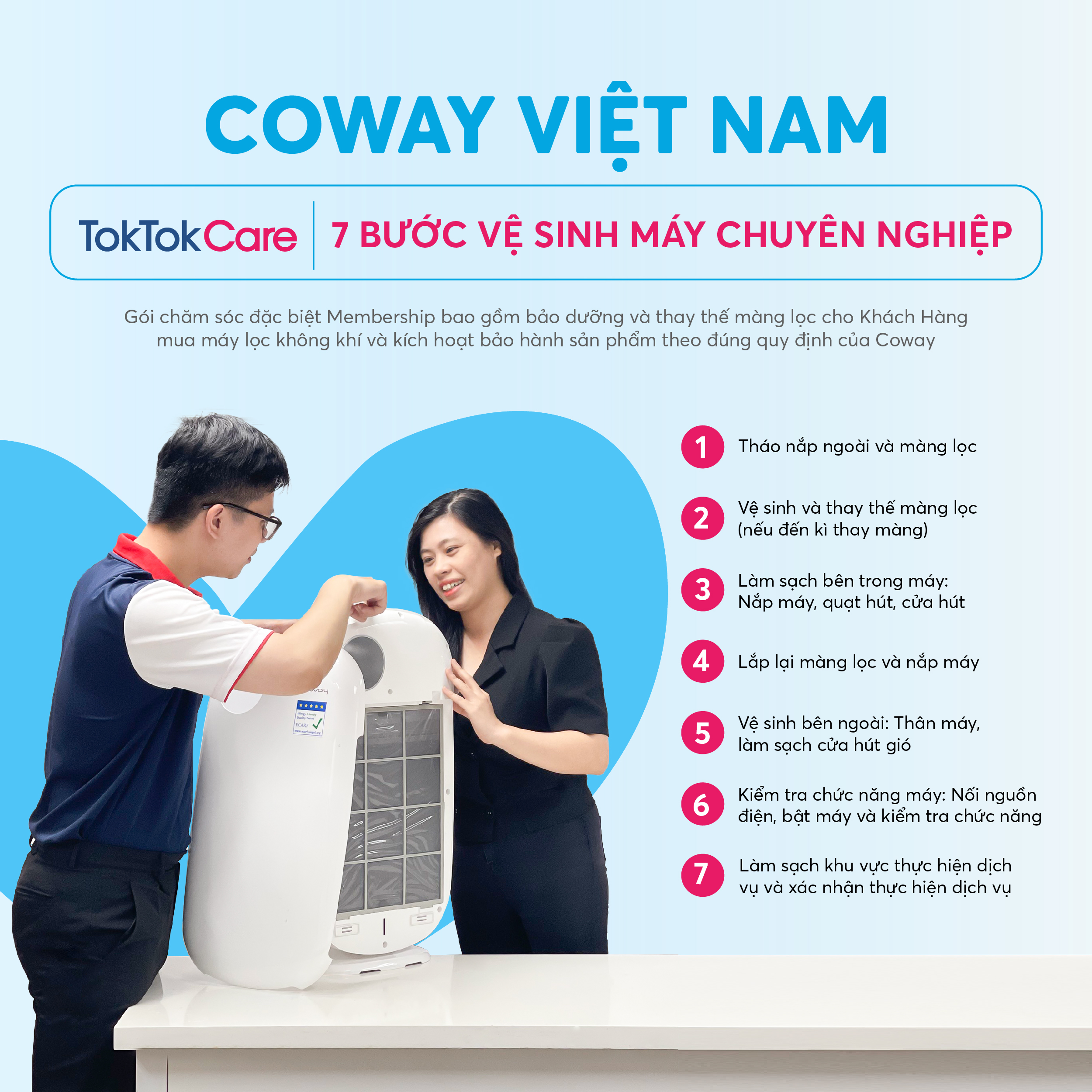 [AP-0509DH] – Coway – Toktokcare Service – Gói bảo dưỡng và chăm sóc máy lọc không khí Coway 1 năm tại nhà