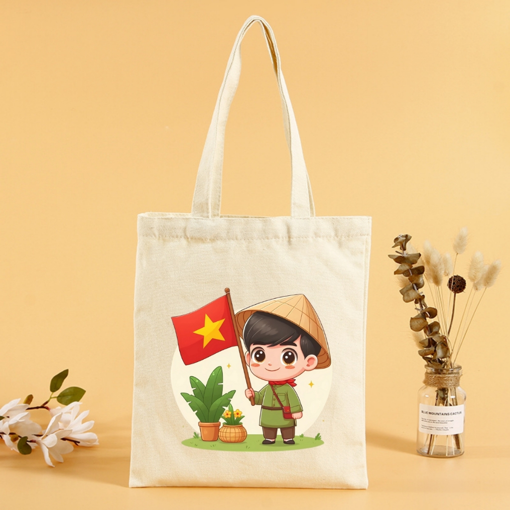 Túi Tote Tôi yêu Việt Nam   - Túi vải canvas có túi phụ và khoá kéo đựng vừa A4 và laptop (33x37cm) Loza  - TUI01_thumbnail_7