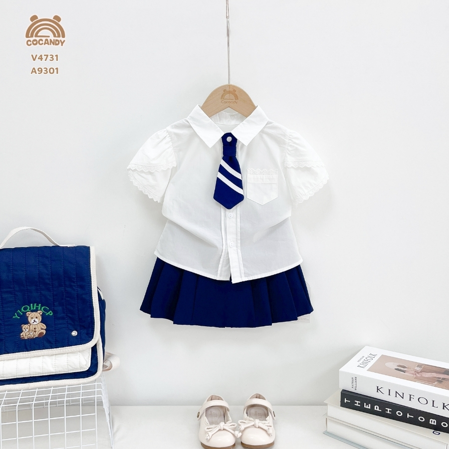 Áo cộc TRẮNG sơ mi tay búp sen