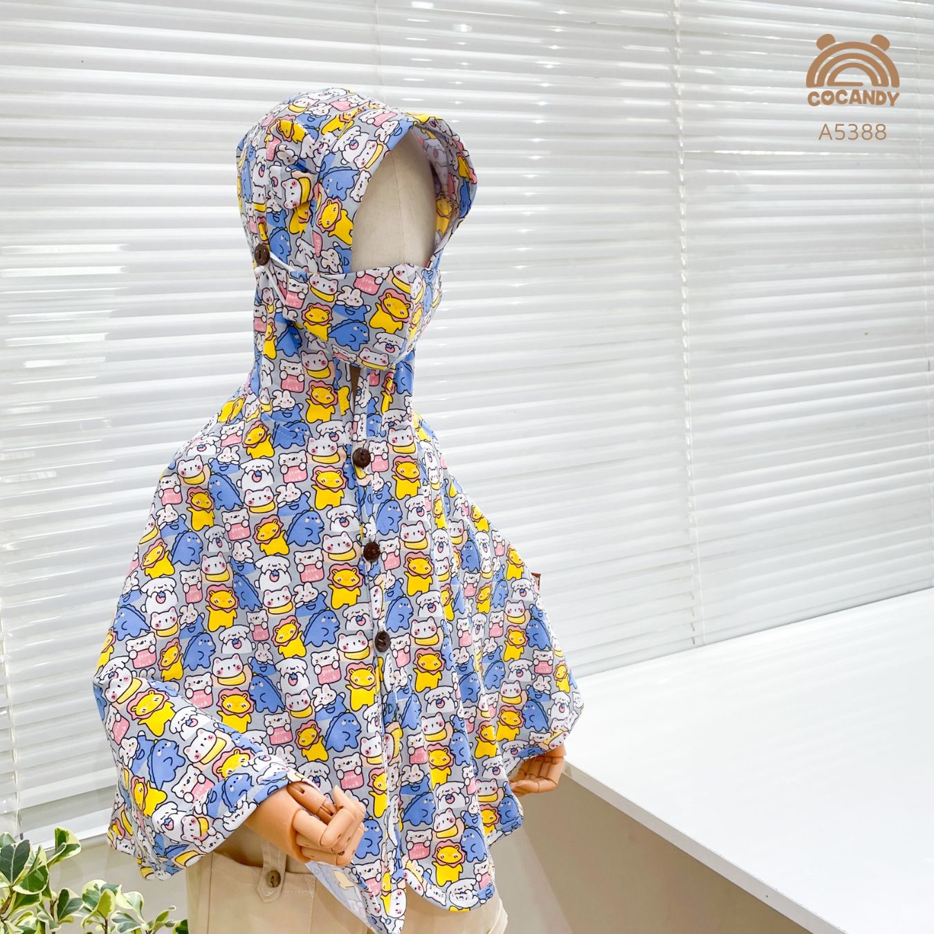 Áo choàng COTTON cao cấp COCANDY động vật GHI_thumbnail_2