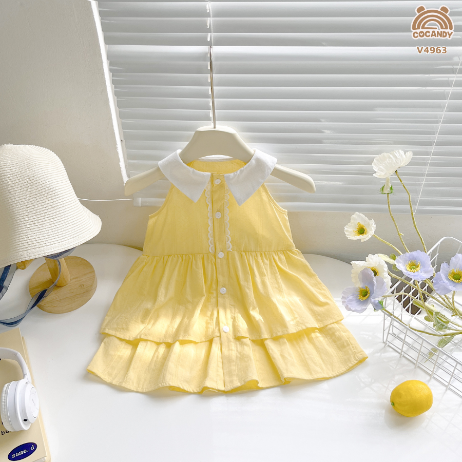 Váy cộc VÀNG sát nách cổ bẻ 2 tầng_thumbnail_3