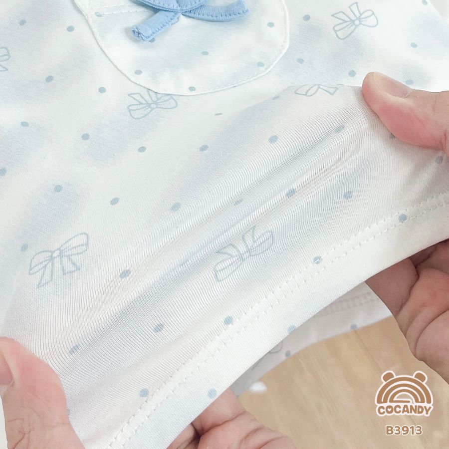 Bộ váy cộc XANH TRẮNG phối túi ngực nơ nhỏ_thumbnail_1