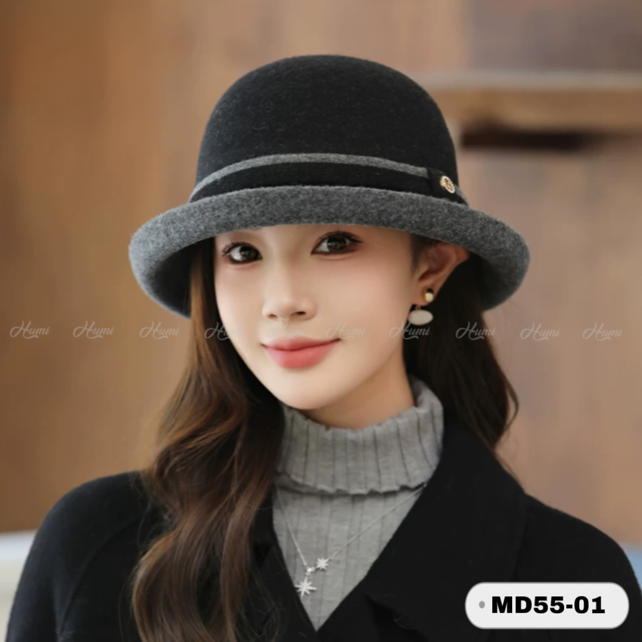 MŨ LEN DỆT CAO CẤP (MD55-01 Đen)