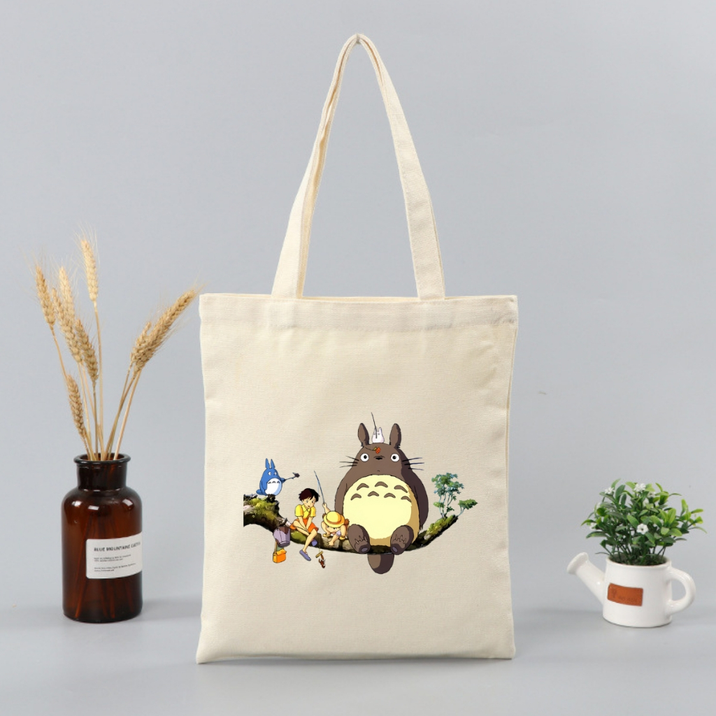 Túi tote vải canvas in hình Kuromi, Totoro, Labubu có khóa kéo, ngăn phụ - 𝐖𝐞 𝐓𝐞𝐞 TOTE07_thumbnail_4