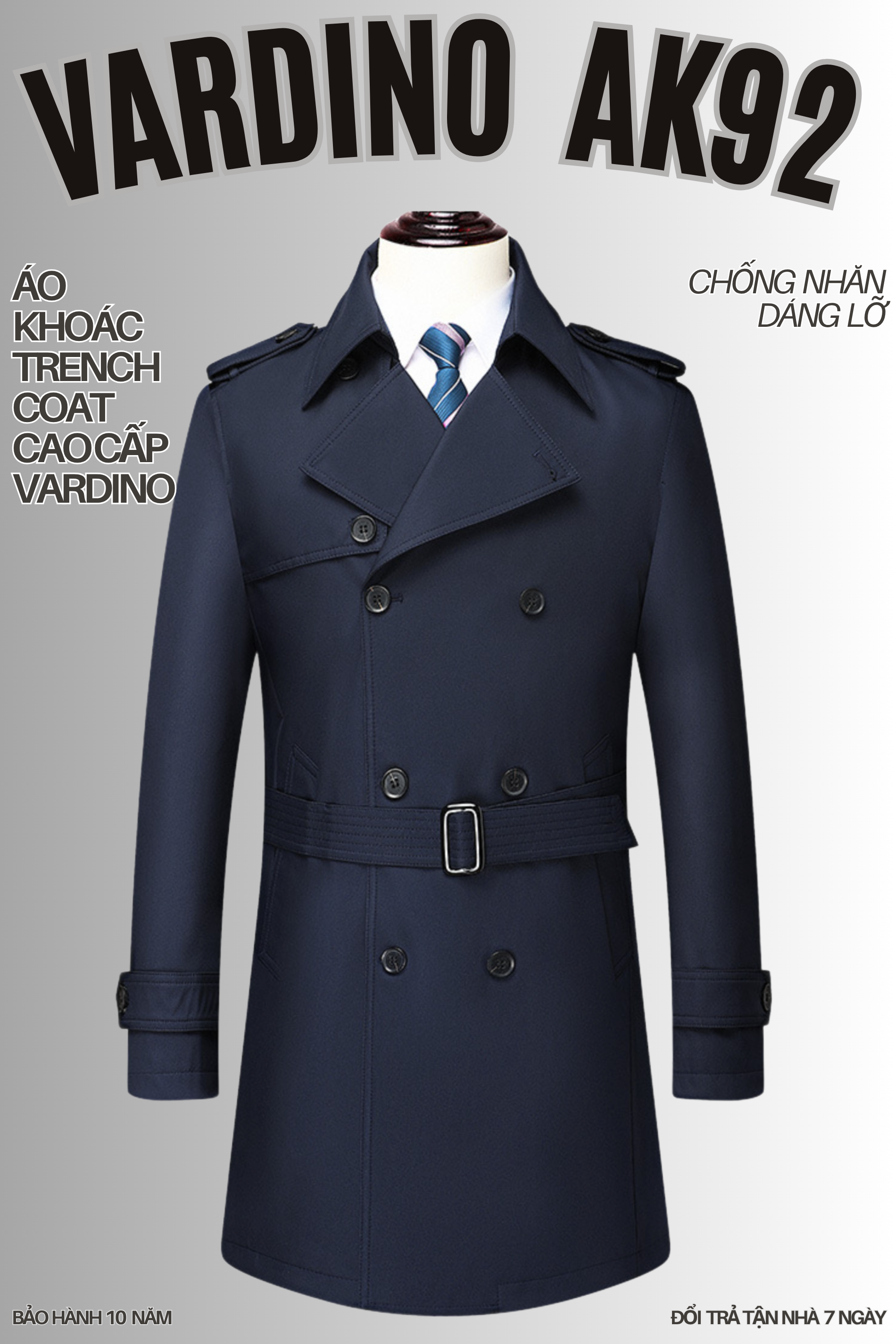 Áo khoác trench coat nam VARDINO ak92