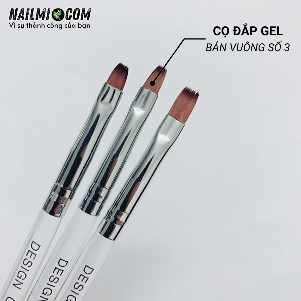 Cọ đắp gel -  bản vuông - OPI số 3 - cán trong