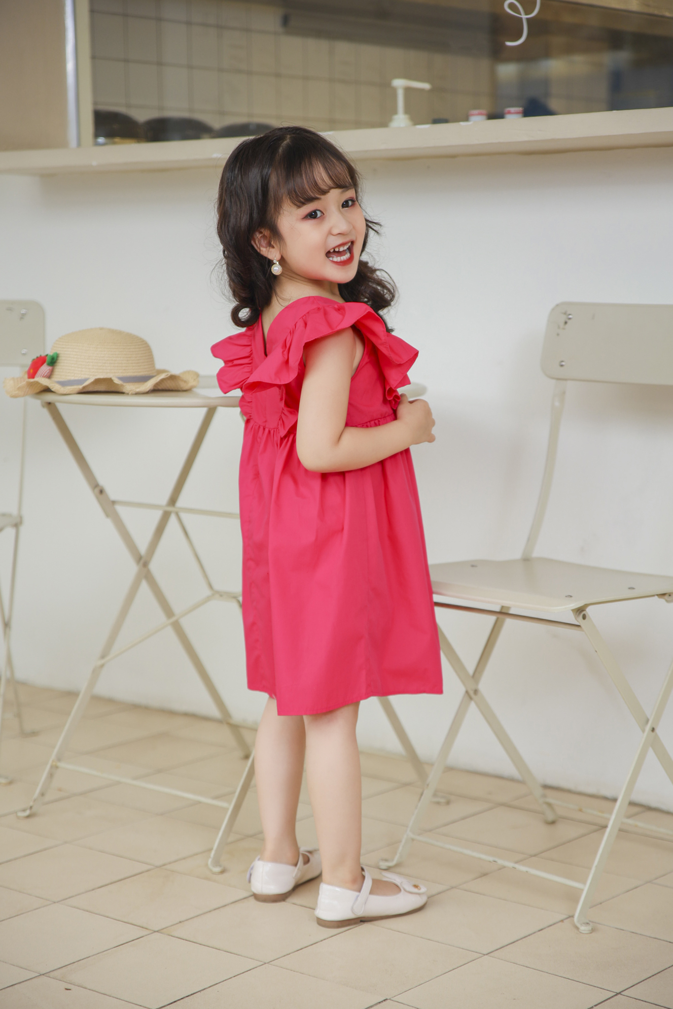 Váy cổ kiểu cắt V tay cánh tiên_thumbnail_3