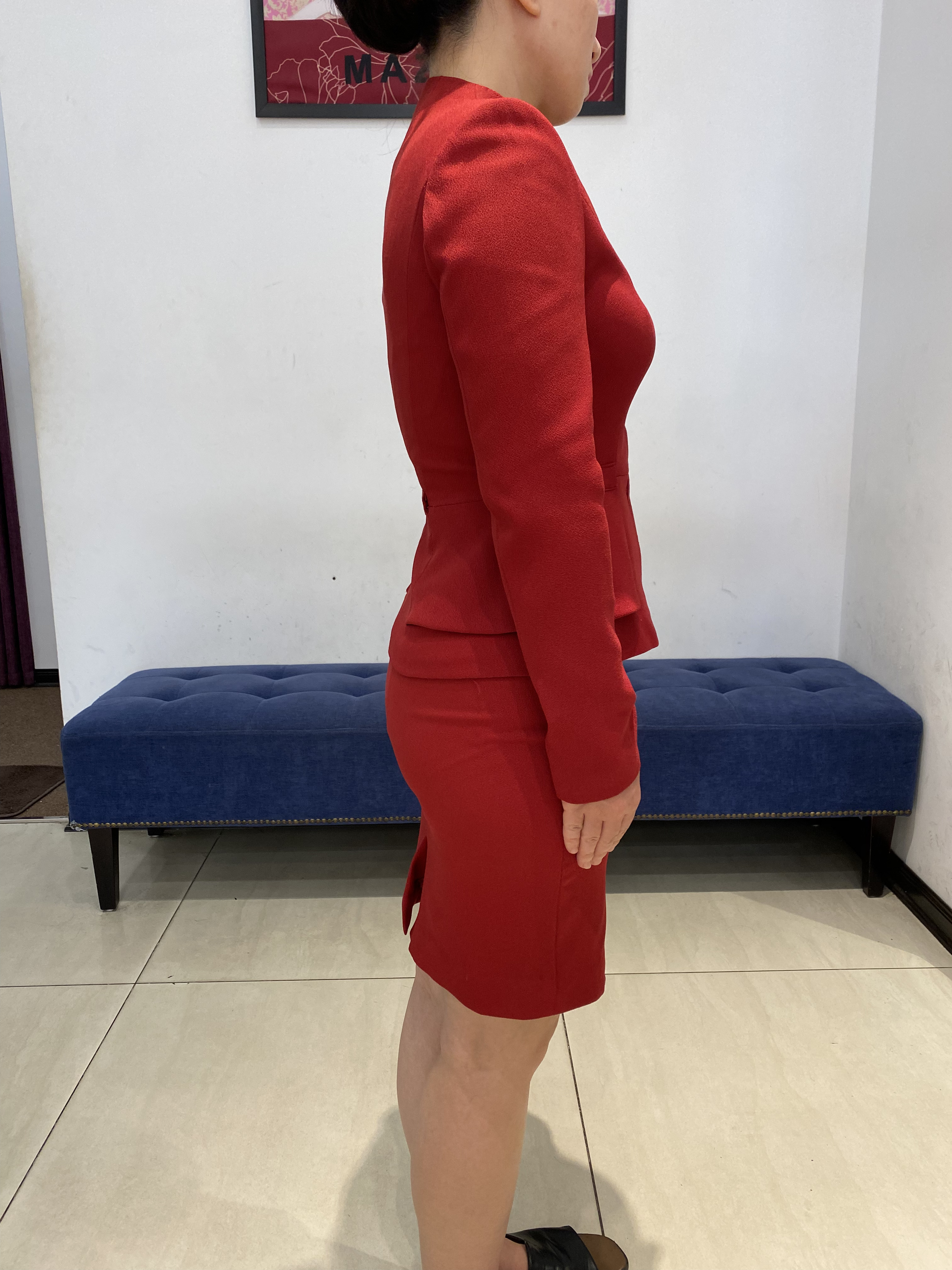 Bộ Áo Vest và Chân váy Juyp vải Tuytxi màu đỏ_thumbnail_3