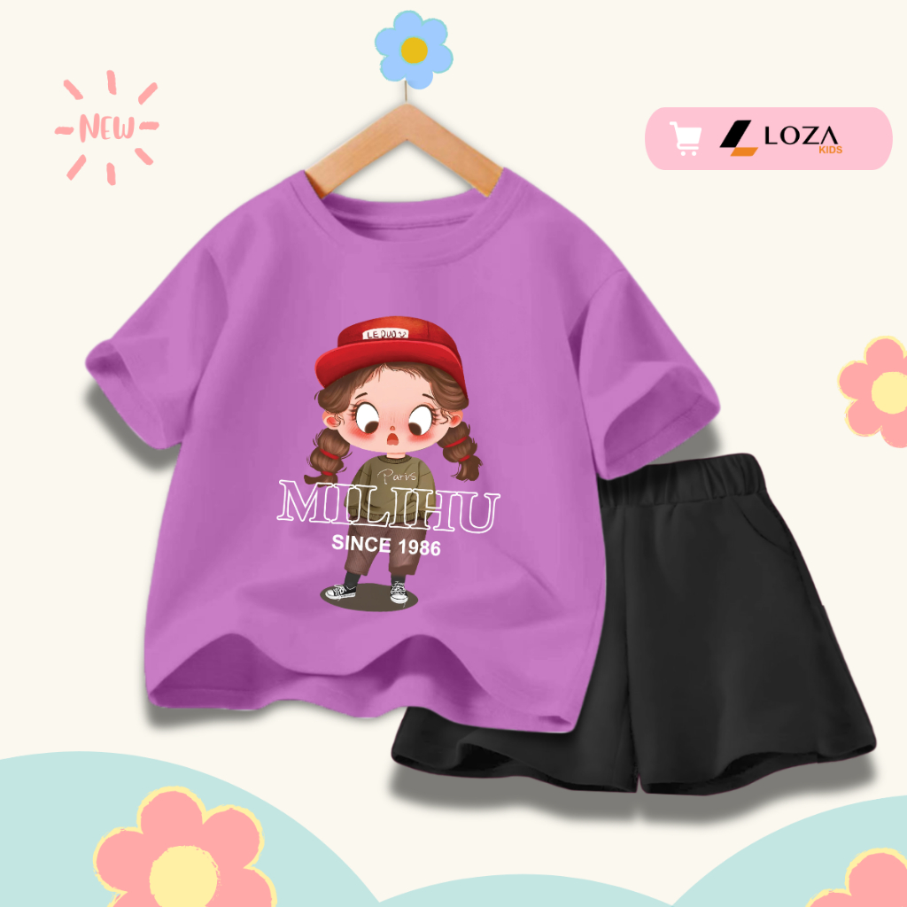 Đồ bộ cho bé gái in hình 'Bé gái Milihu' -  Loza Kids SB357_thumbnail_2