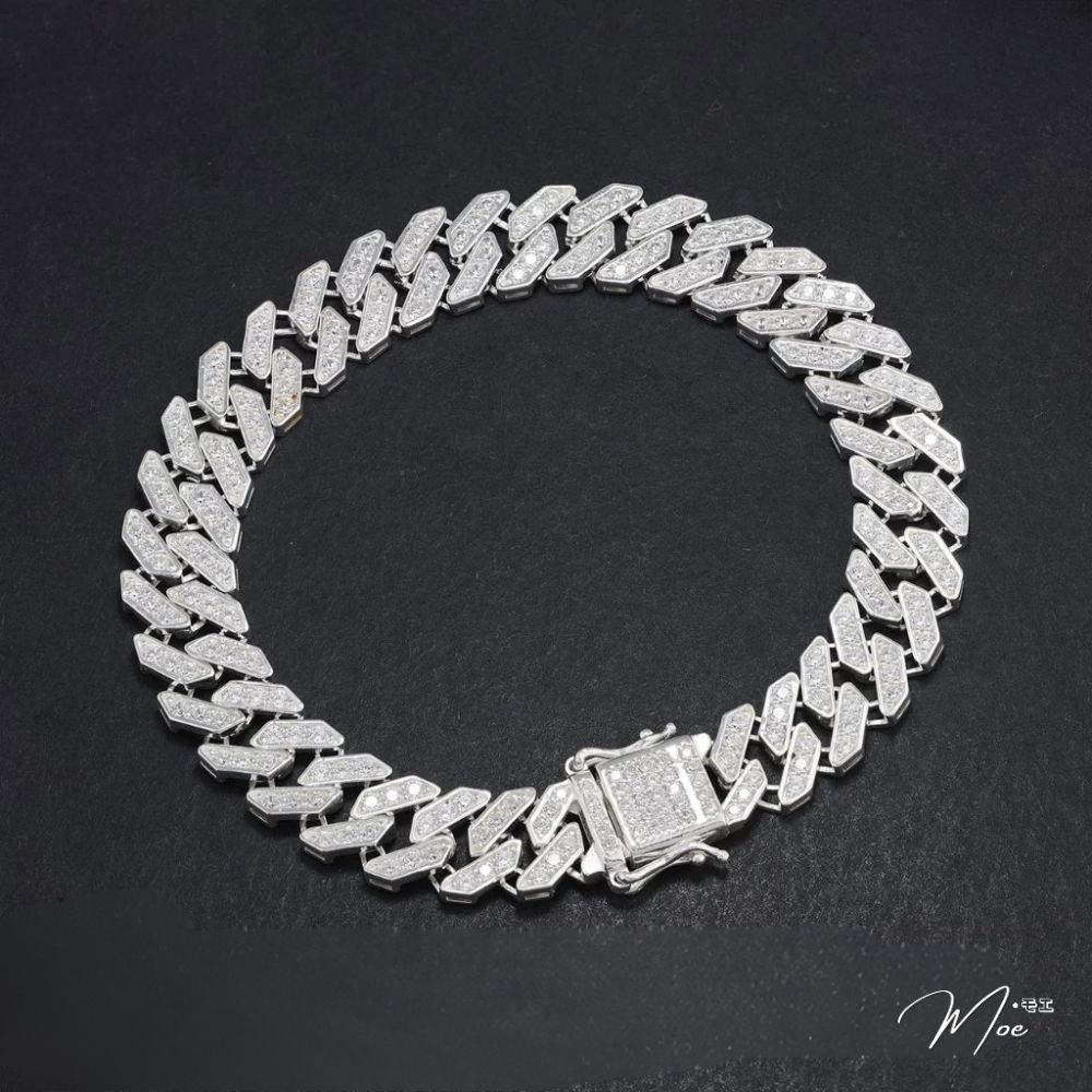 MT9 - Lắc tay nam Cuban dáng vuông kim cương (5c)