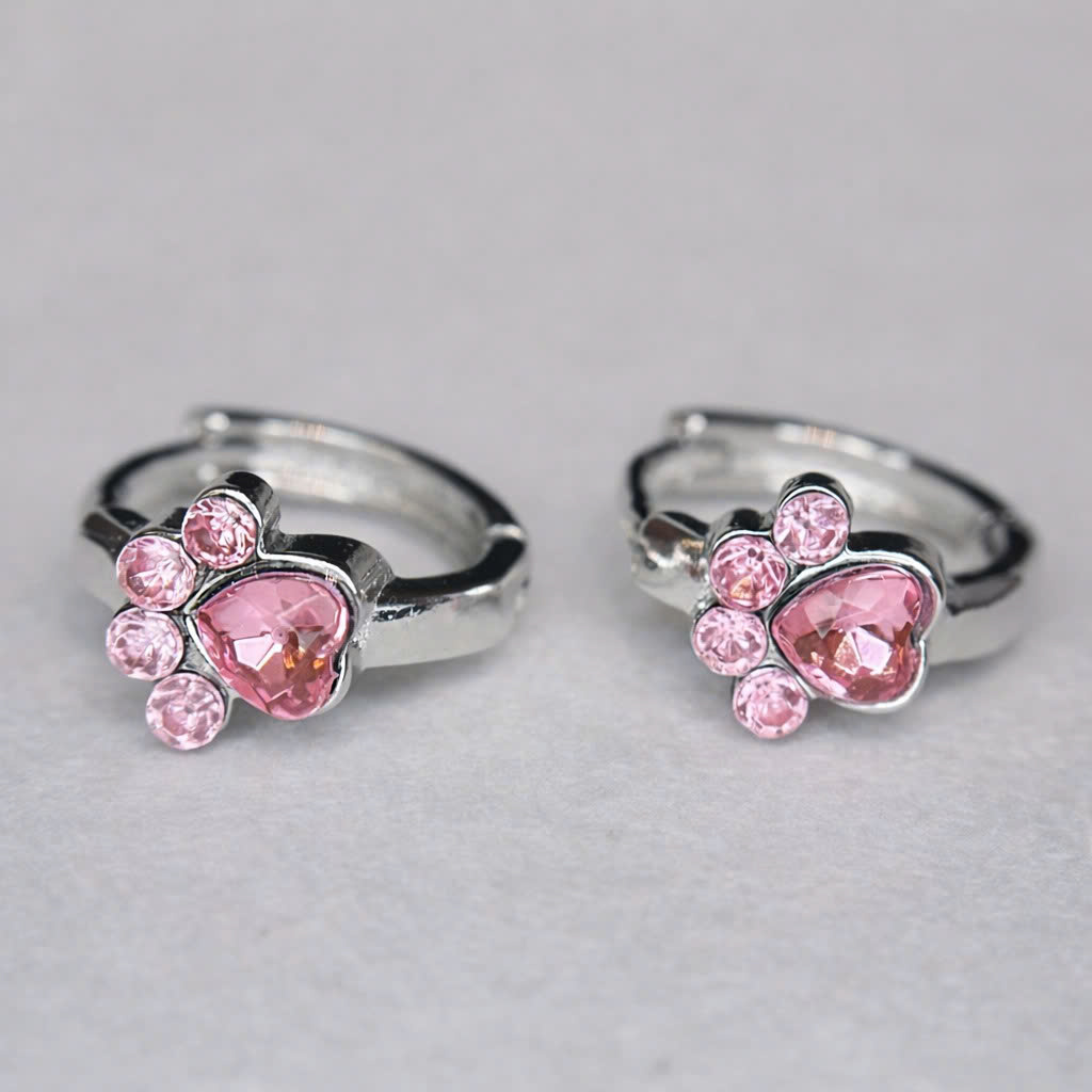 Khuyên vòng kiểu hợp kim chân mèo hồng 10mm