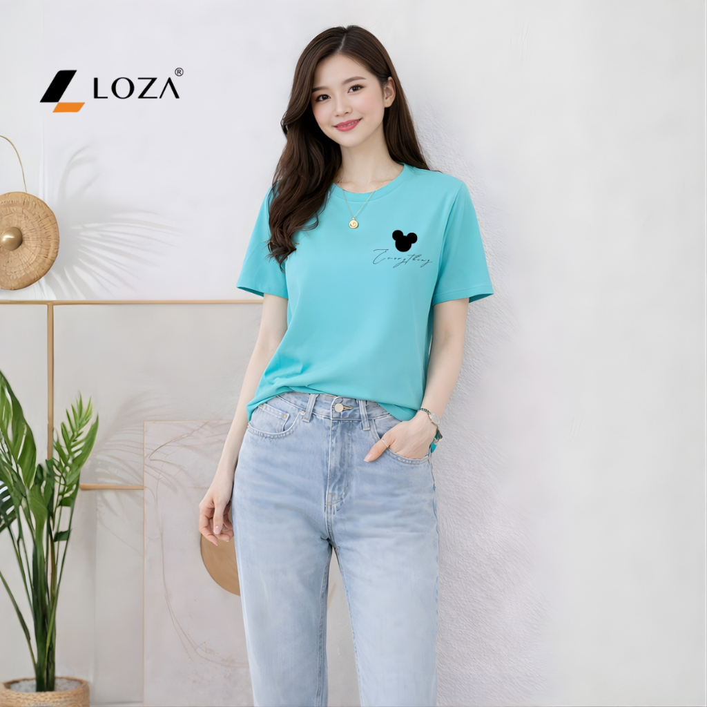 [Form rộng] Áo phông nữ dáng rộng hình Mickey trên ngực - Loza RT8454_thumbnail_8