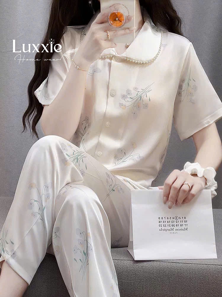 N104B Pijama lụa hoa linh lan tím viền cổ ngọc trai cộc tay_thumbnail_4