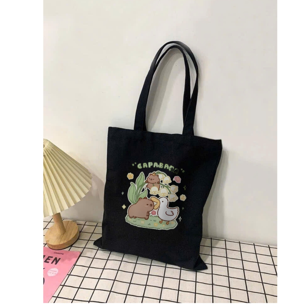 Túi Tote Capybara-Túi vải canvas có túi phụ và khoá kéo đựng vừa A4 và laptop (33x37cm) - TOTE02_thumbnail_2