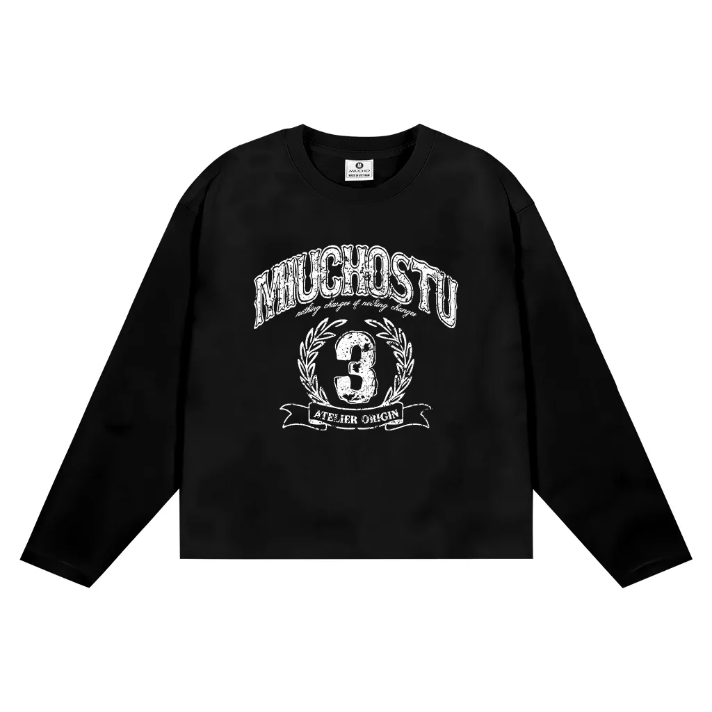 Áo thun boxy tay dài MIUCHOSTU 2635 vải cotton thoáng mát co giãn chuẩn form in mix