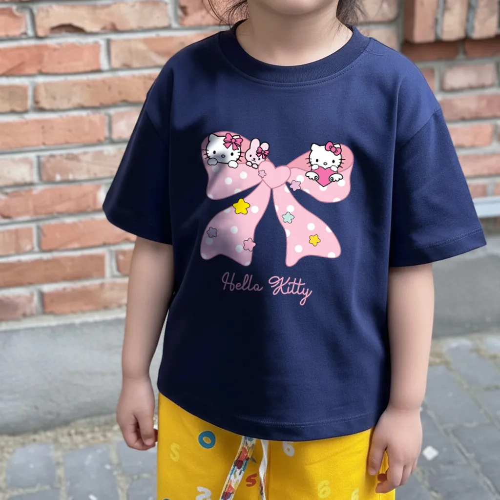 Áo thun bé gái form rộng Kado vải cotton thoáng mát mềm mại Hello Kitty hình nơ siêu cute 2881_thumbnail_6