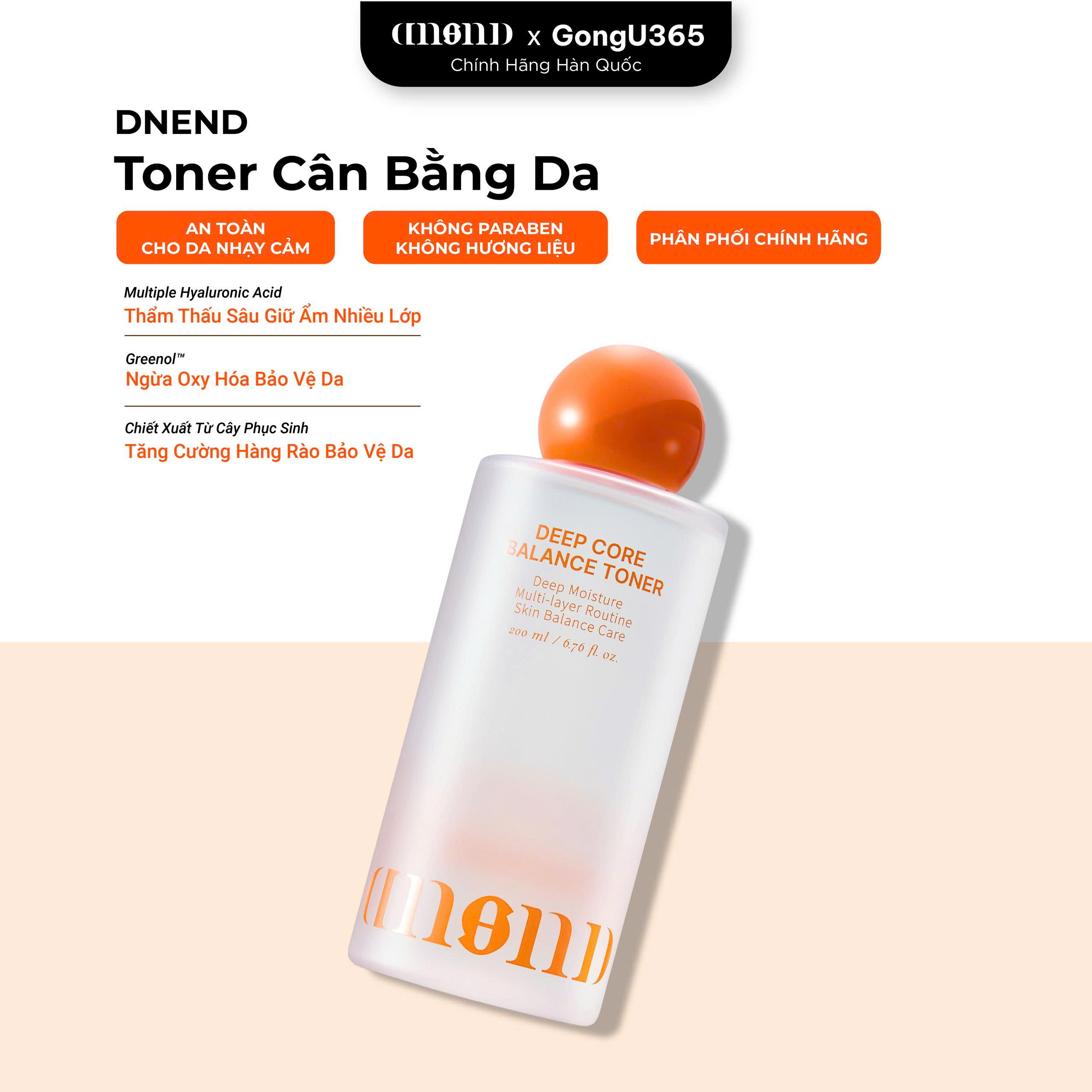 DNEND DEEP CORE BALANCE TONER - Nước Cân Bằng & Dưỡng Ẩm Sâu - Bifida & HA Đa Phân Tử - 200ml - [DND003] BLACK GINSENG EMULSION - Sữa Dưỡng Cân Bằng Độ Ẩm Dưỡng Trắng Ngừa Lão Hóa Da - 5% Hắc Sâm, Niacinamide, Panthenol - 120ml - [HSS003]