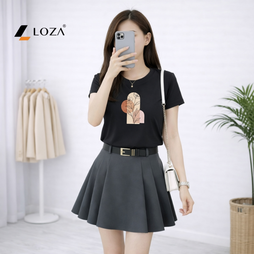 [Form vừa] Áo phông nữ dáng vừa màu đen nhiều hình xinh - Loza G0453_thumbnail_2