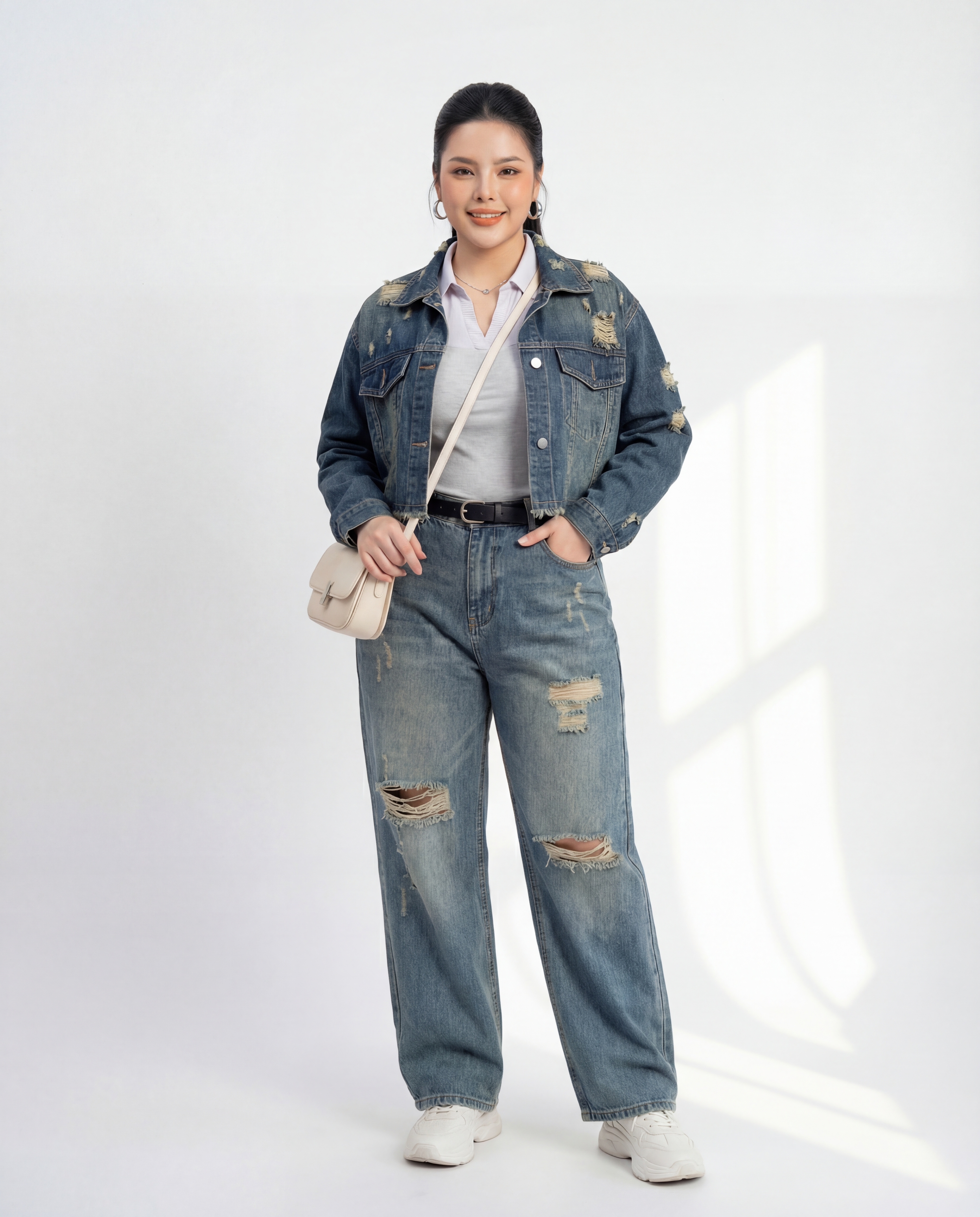 BIGSIZE NỮ - Aó khoác jean túi kiểu T-AJ029 (Freesize 60-90kg)