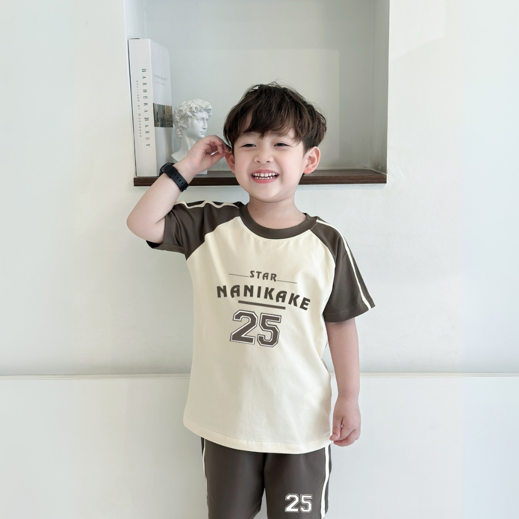 Đồ bộ bé trai phối viền in chữ  'Nanikake 25' - Loza BF421_thumbnail_0