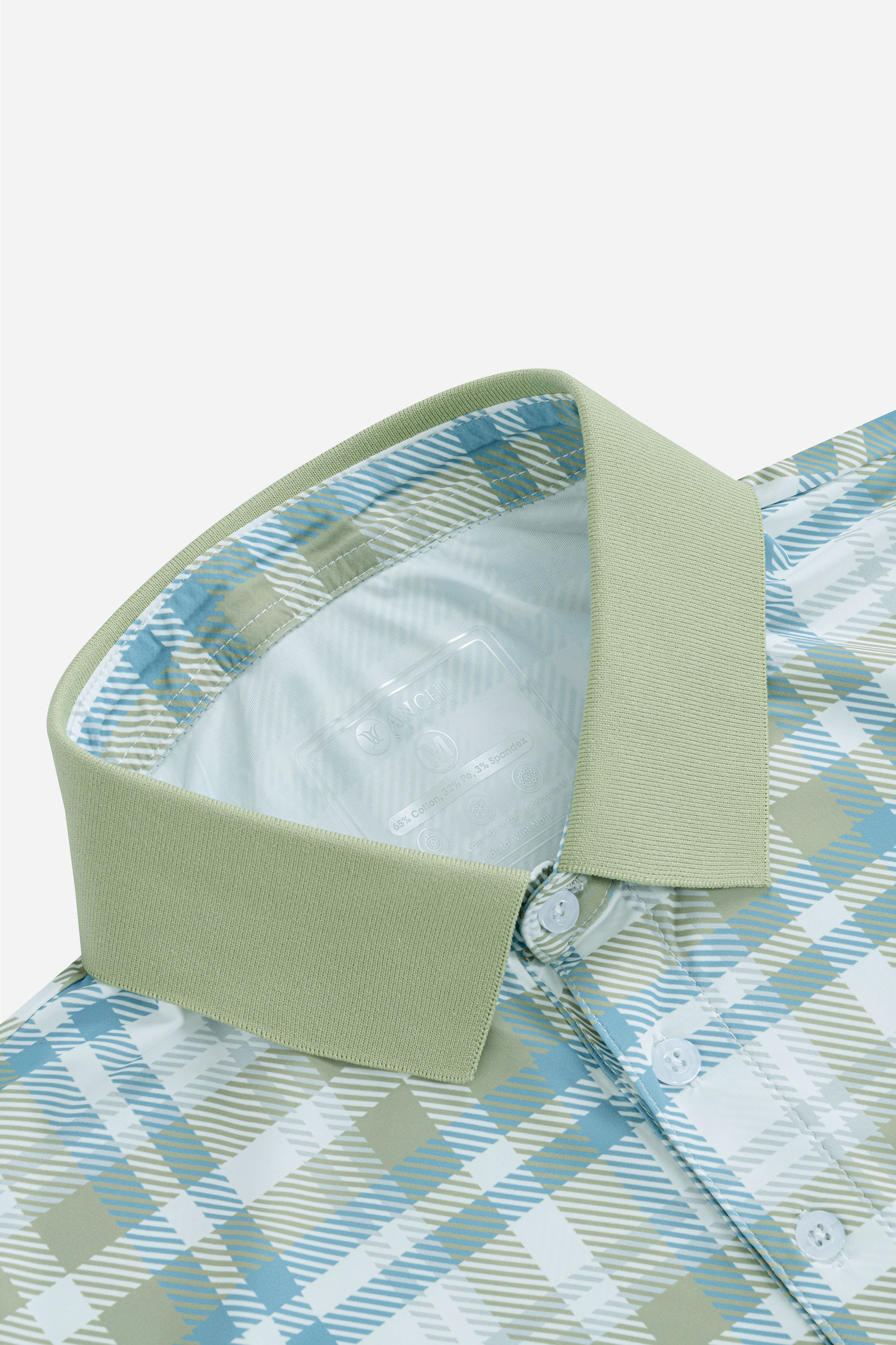 Áo Polo Kẻ Nam Trung Niên ANCHI Chất Liệu Cotton Mĩ Cao Cấp Phom Suông Vạt Ngang Màu Rêu Nhạt_thumbnail_5