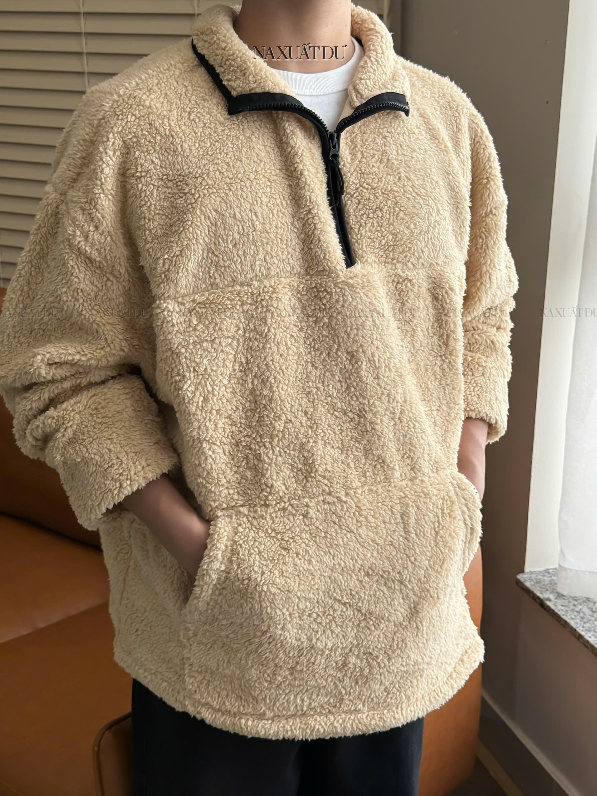 Set 2 Áo lông cổ có dây kéo unisex 