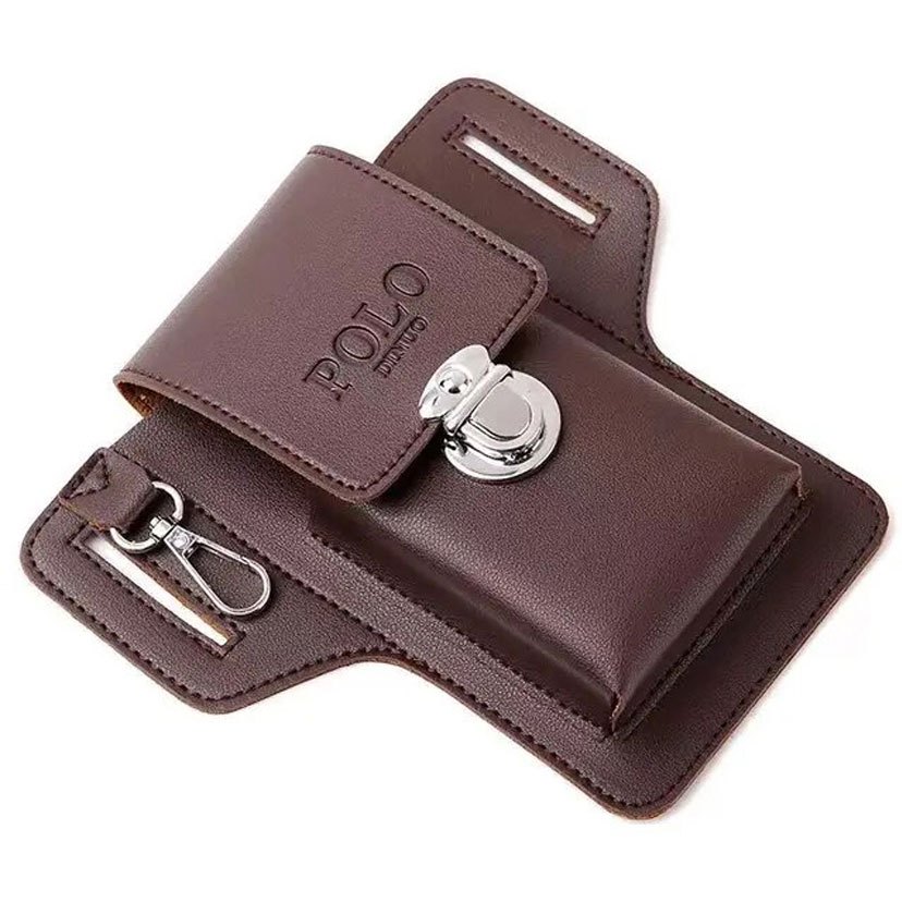 HUBO Men's Belt Leather Case Vertical Multifunctional Portable Phone Waistpack Card Bag Can Be Keyed Pu Leather Gift