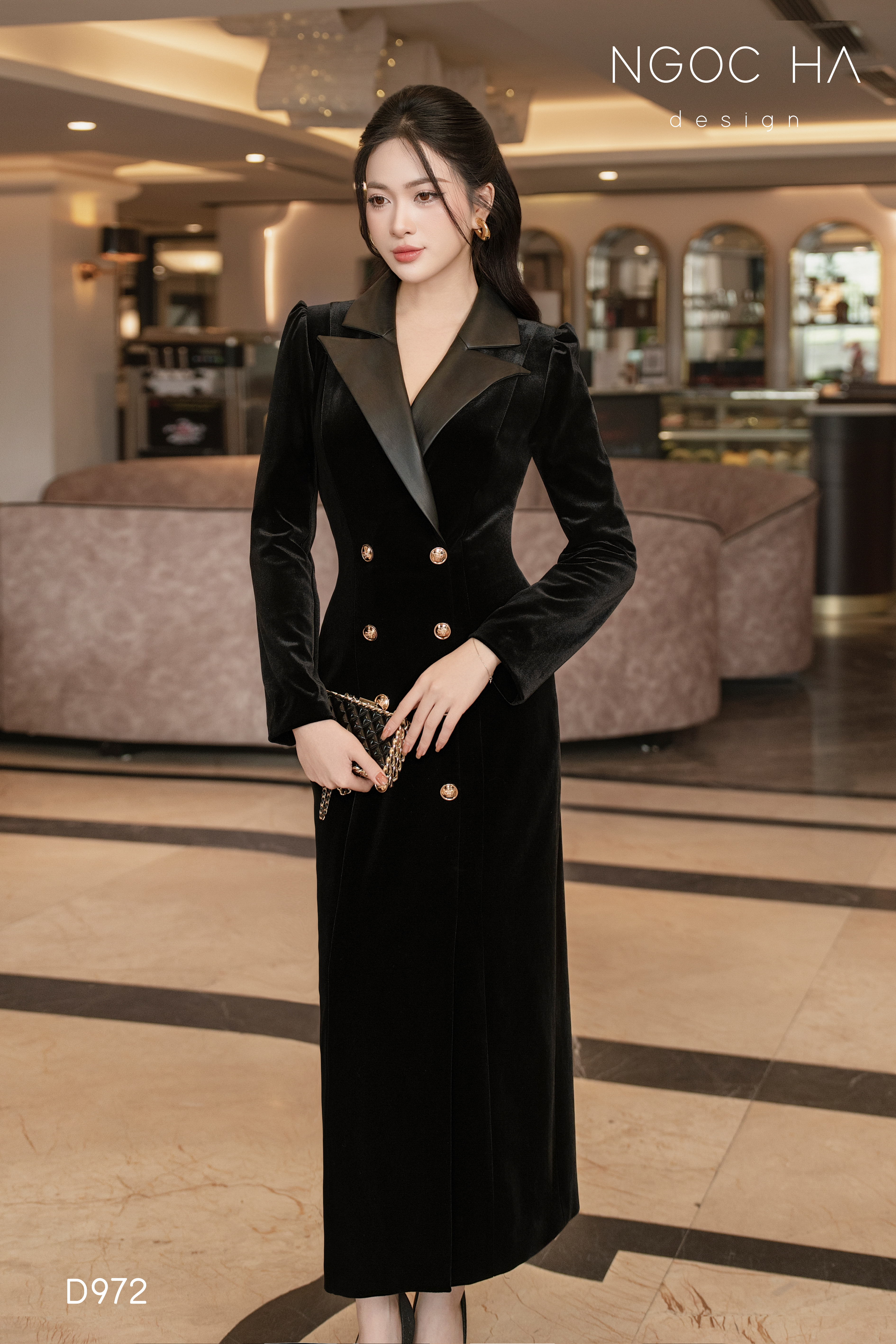 Maria Dress_ Đầm Nhung Mix Cổ Da Màu Đen D972_thumbnail_3