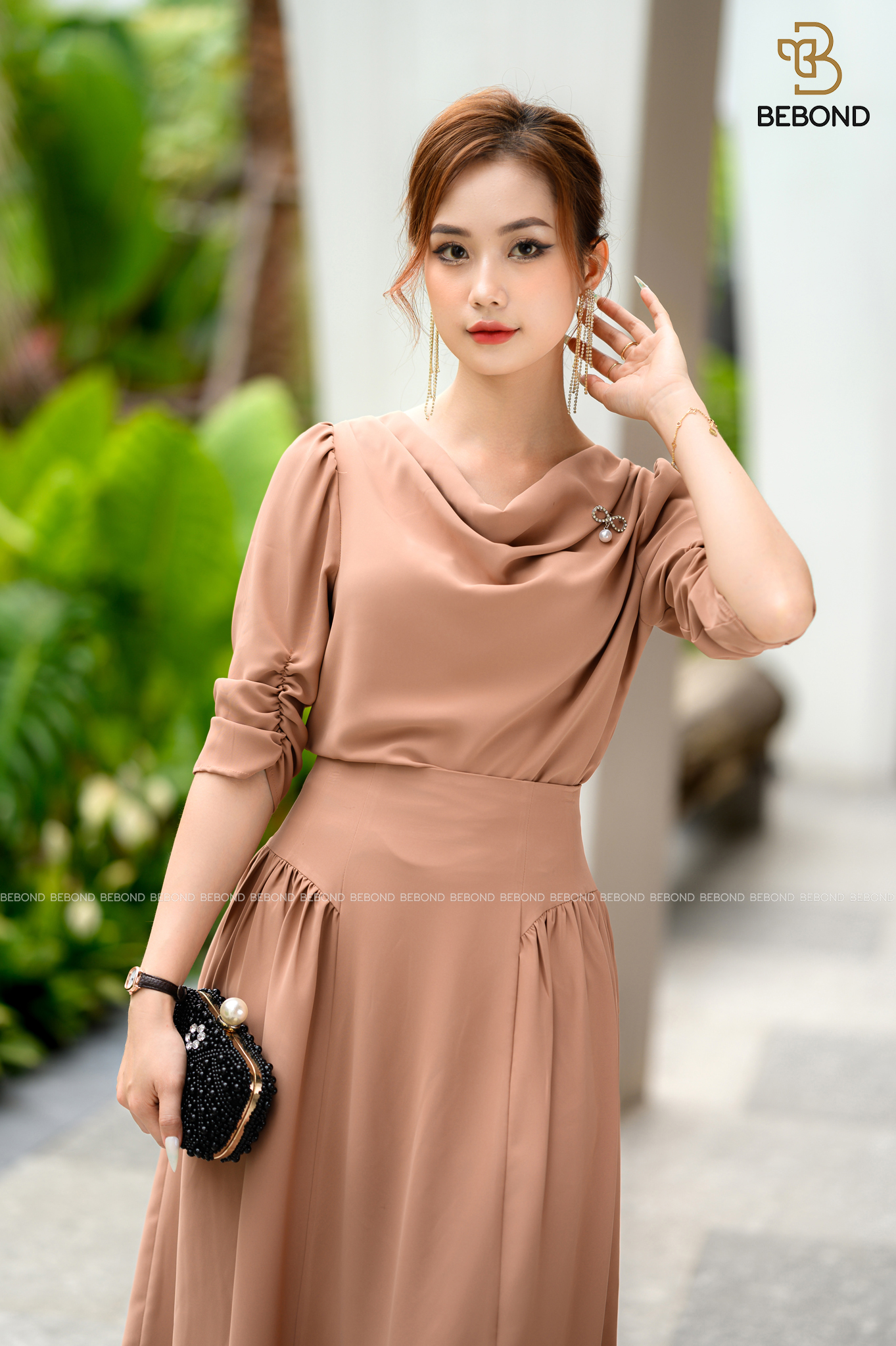 SET lụa Nhật màu NÂU TÂY- CONAL DRESS