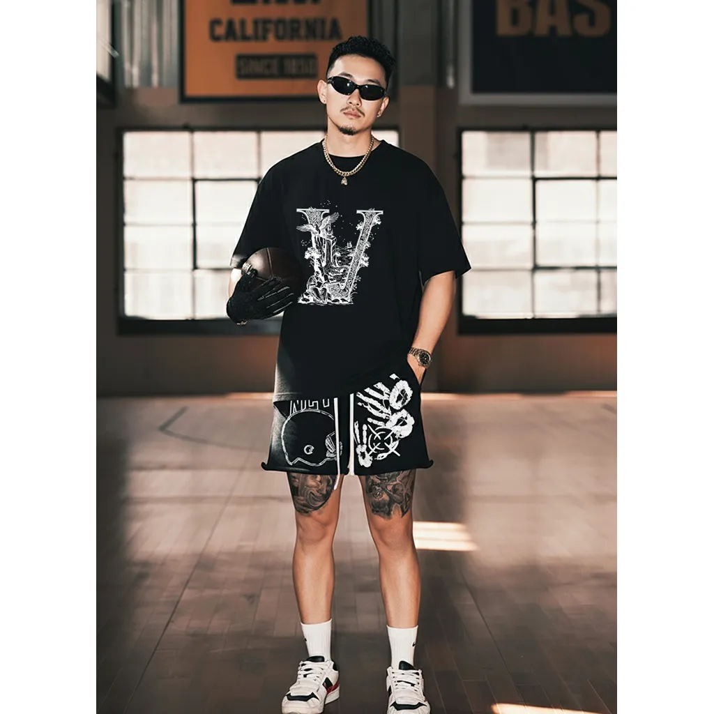 Áo thun nam form rộng Miucho Iconic cotton thoáng mát dày dặn chữ V nghệ thuật nhiều màu 2767_thumbnail_5