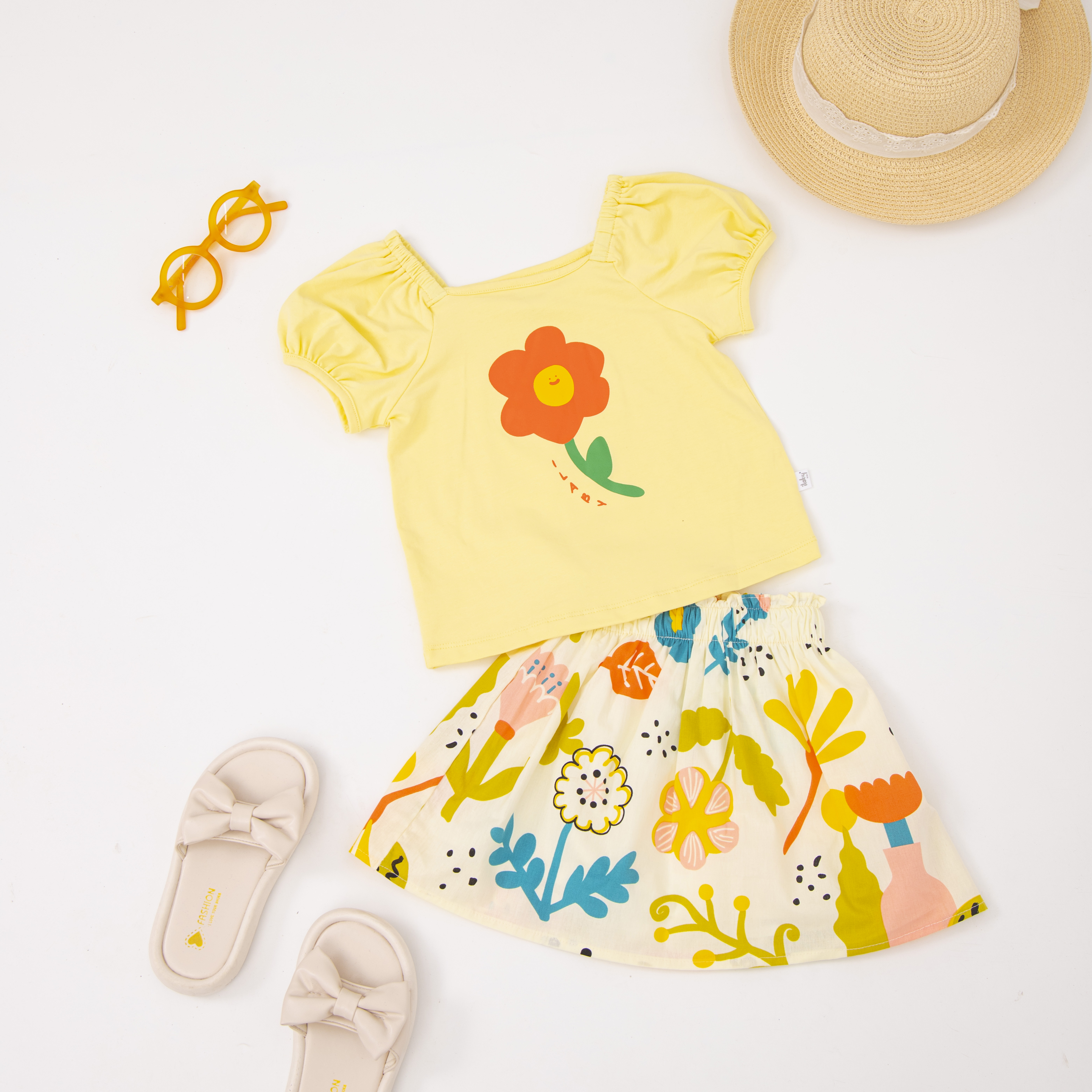 Set áo thun in hình kèm chân váy thô hoa_thumbnail_7