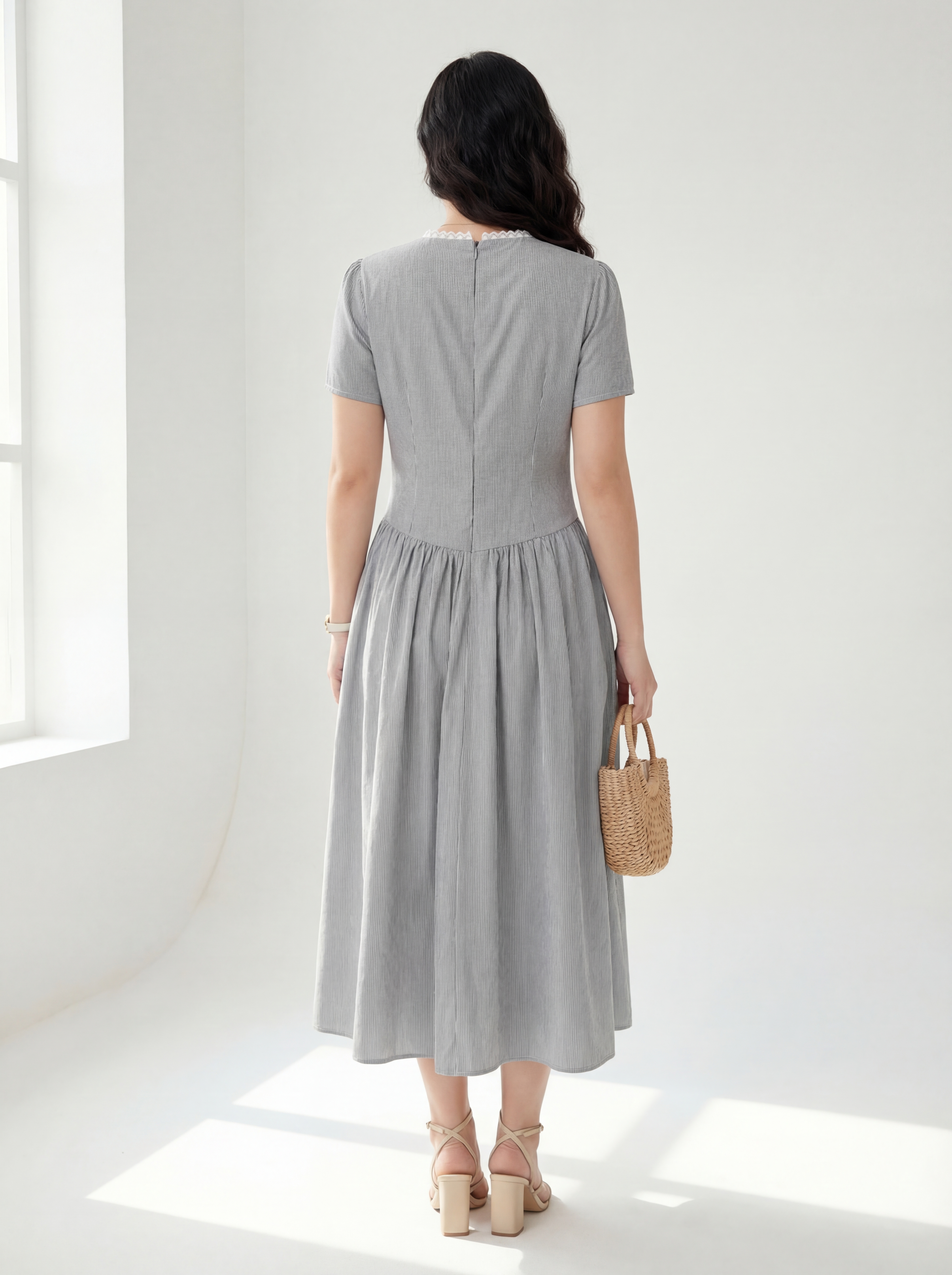 Đầm dáng dài sọc phối ren bigsize DA174_thumbnail_3