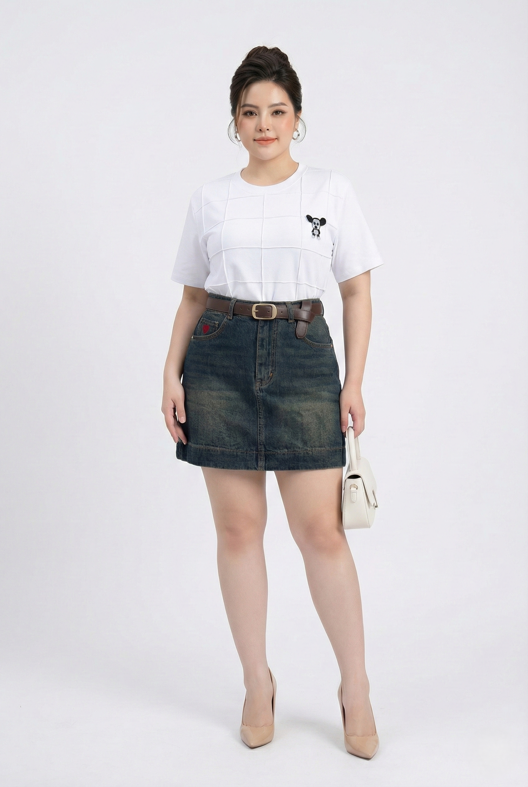 Chân váy dáng A thêu trái tim bigsize JV2100 dành cho nàng béo mập từ 55-90kg