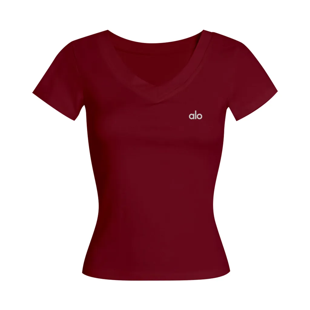 Áo ôm body cổ tim Miucho vải visco thoáng mát tay ngắn cổ tròn in chữ alo basic size S M L 2564_thumbnail_12