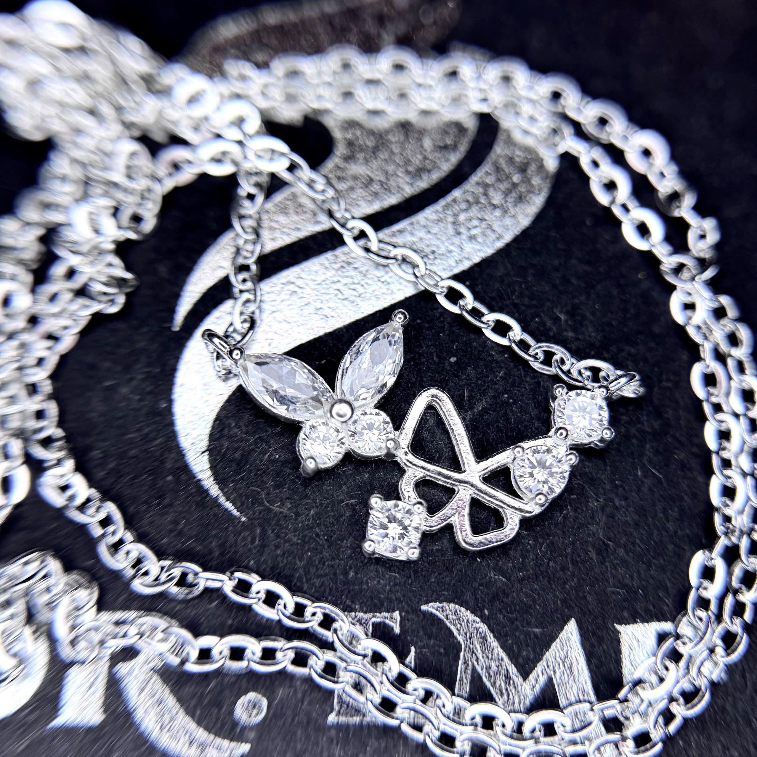 Vòng cổ bạc xi bạch kim bướm râu trắng_thumbnail_2