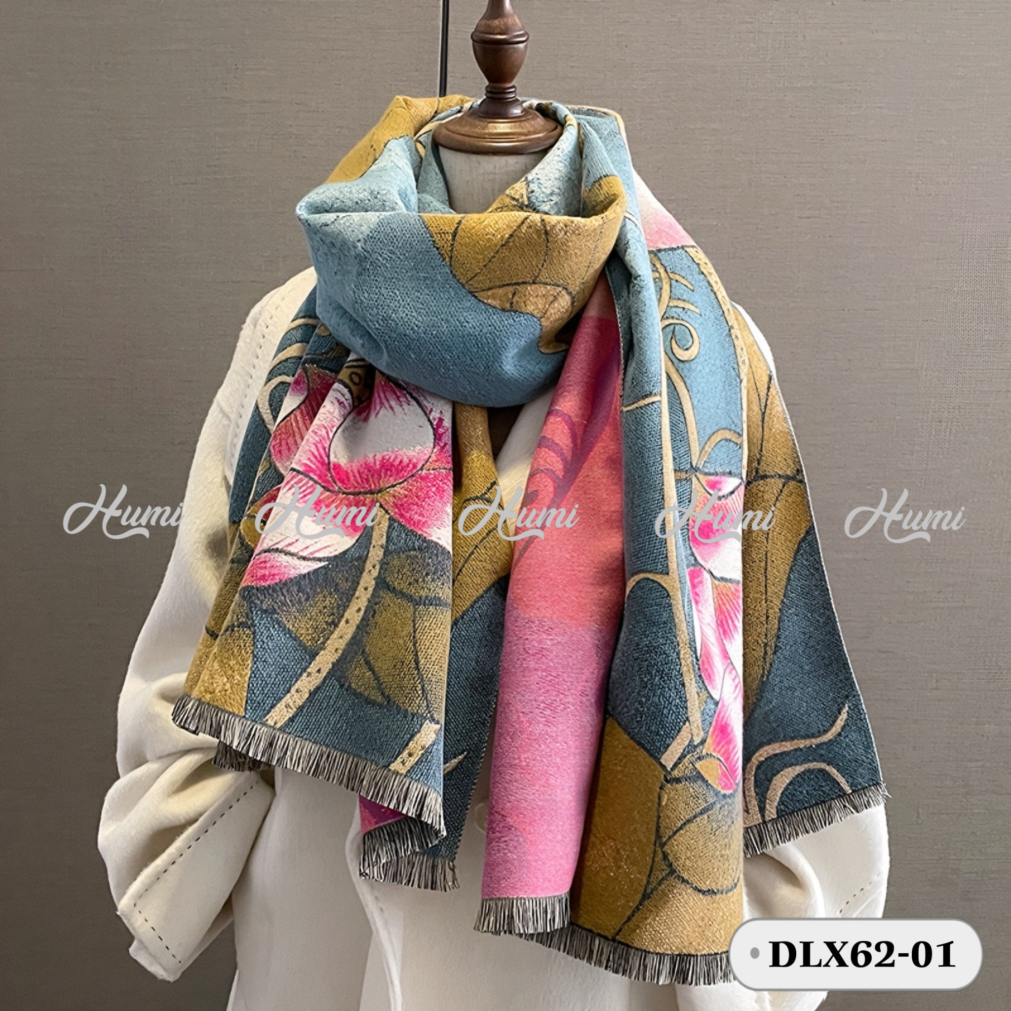 KHĂN CHOÀNG CASHMERE LUXURY IN 3D (DLX62-01)