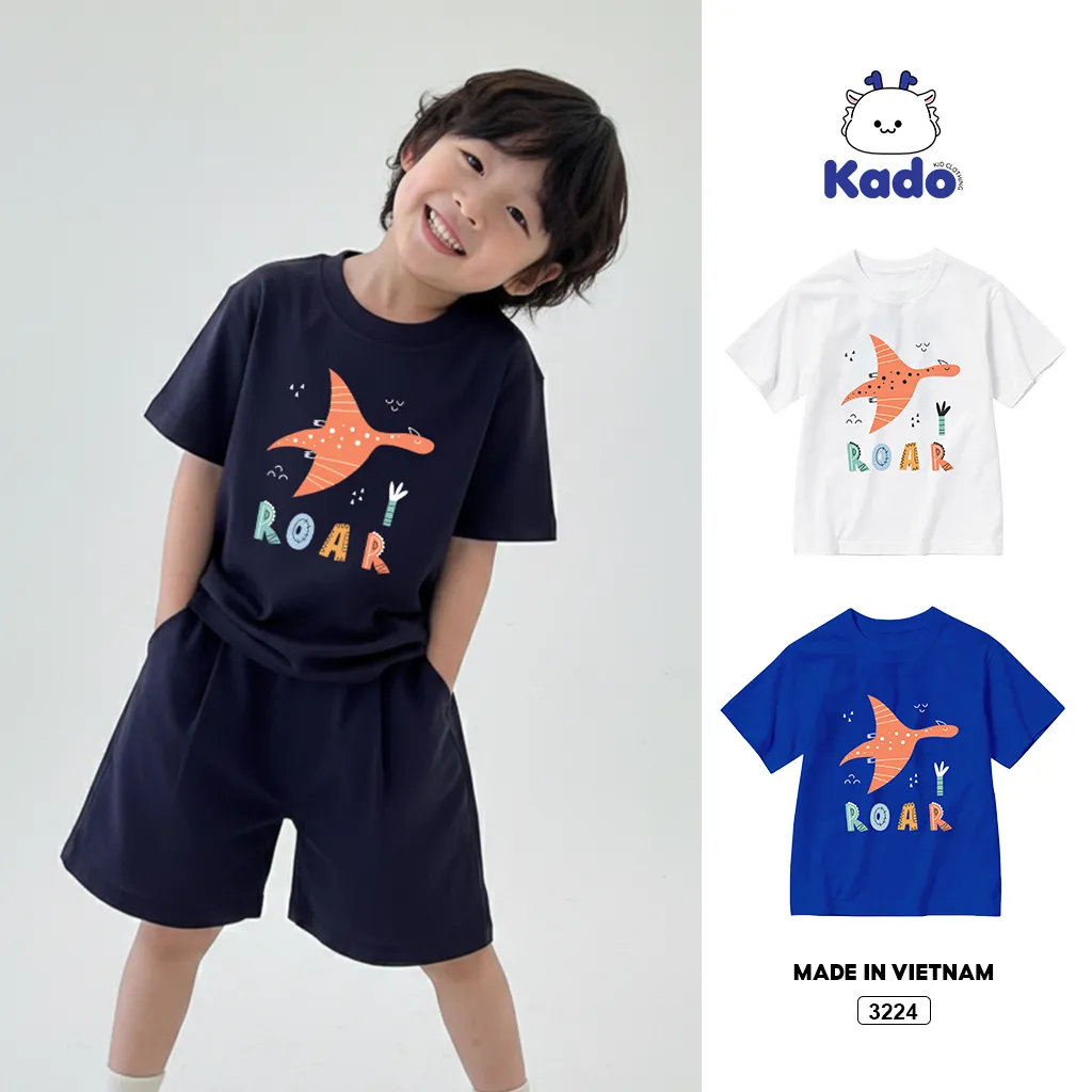 Áo thun bé trai bé gái ROAR Kado 3224 form rộng