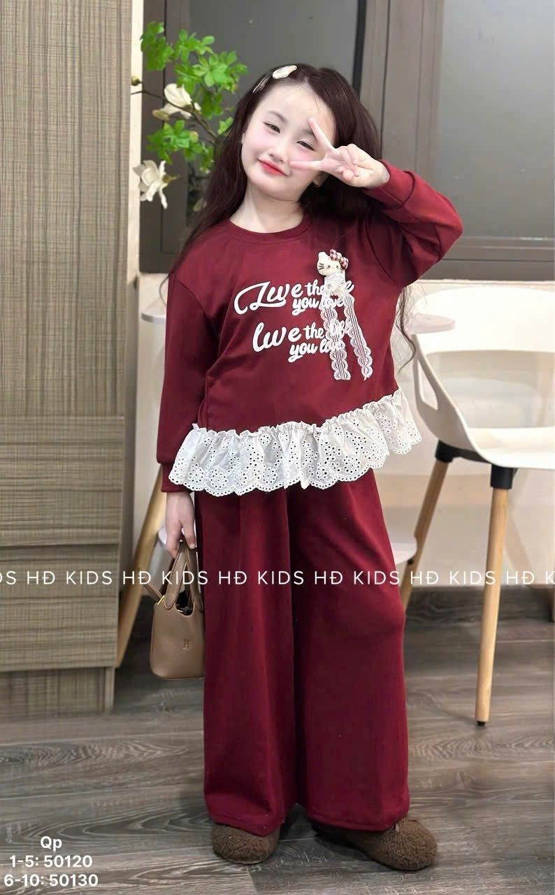 [J44] Bộ nỉ kitty phối ren