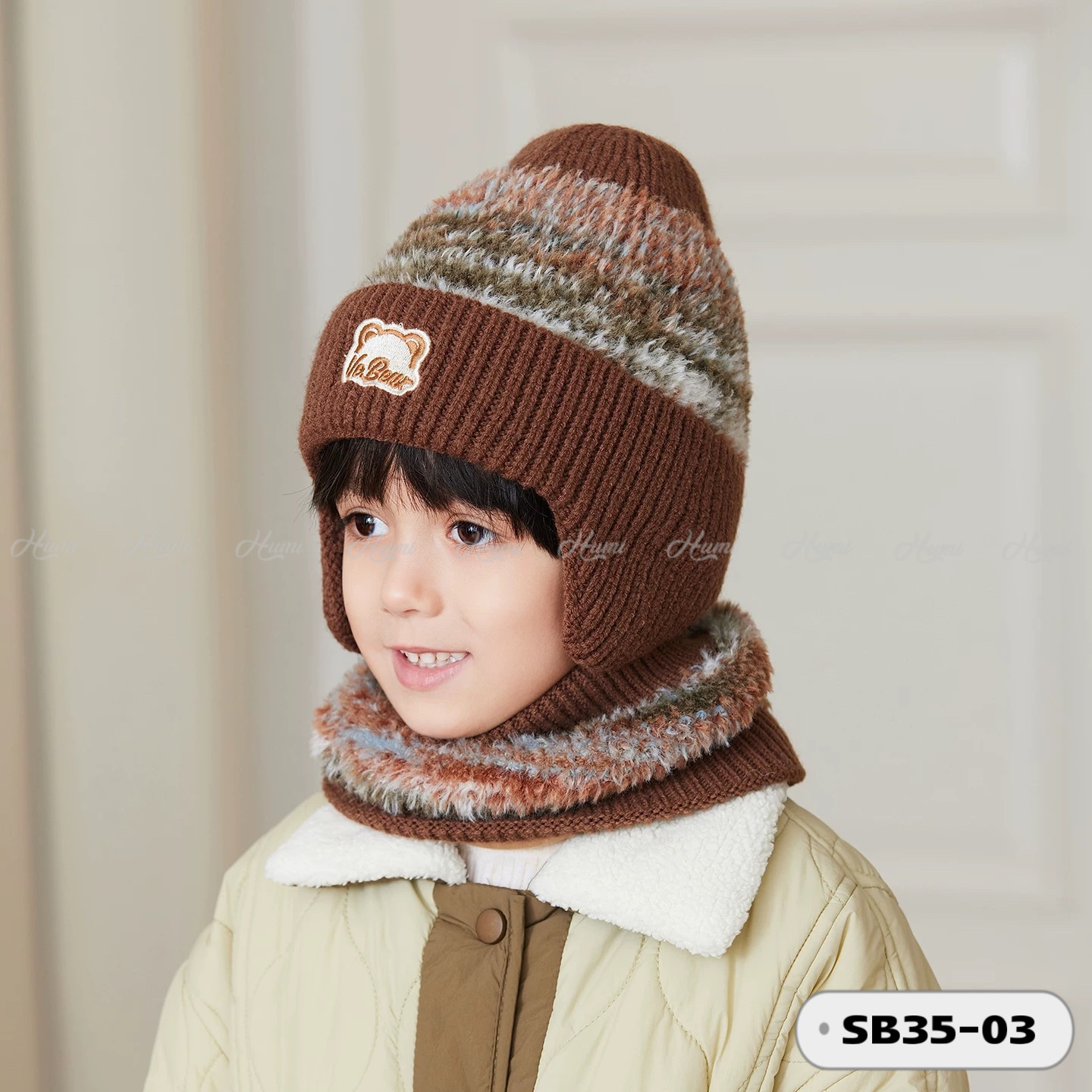 COMBO MŨ KHĂN TRẺ EM (SB35-03 Nâu)